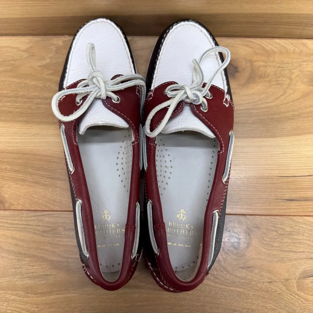 Brooks Brothers Boat Loafers Womens 9 M American Patriotic Navy Red White 5229